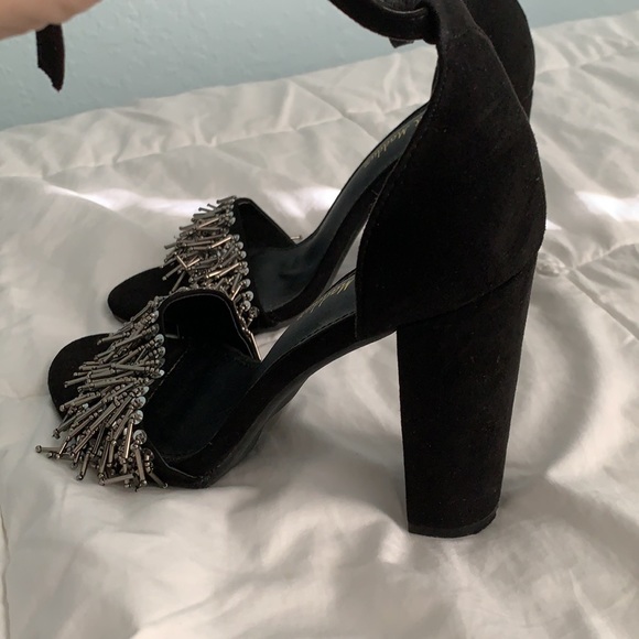 Black Heels with metal beading detail - Picture 3 of 5